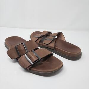Vionic Brown "Charlie" Leather Slide Sandals Size 12